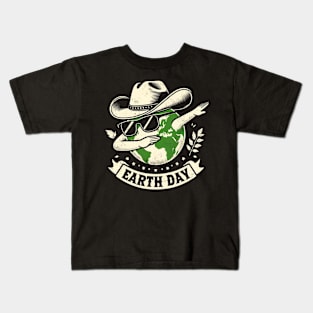 American Cow Boy Style Hat Costume Dabbing Earth Day Kids T-Shirt